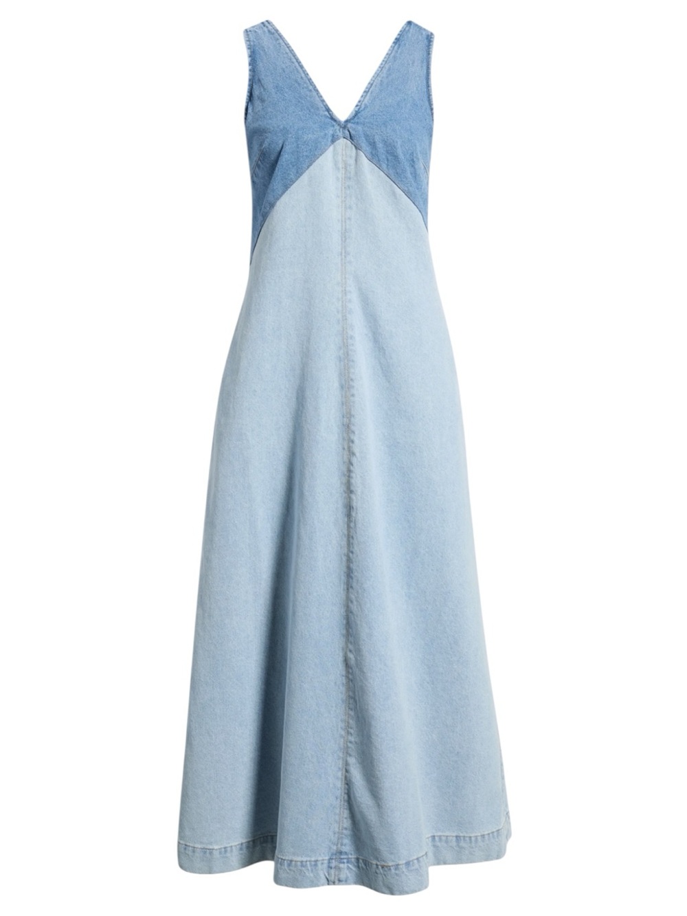Torn by Ronny Kobo Azura Two-Tone Denim Midi Dress NWT - Picture 4 of 16